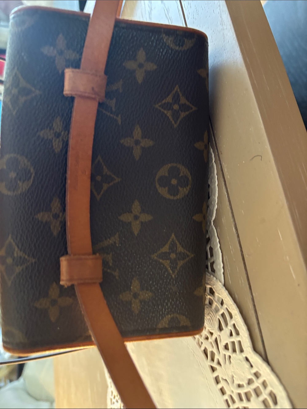Louis Vuitton Brown Monogram belt bag with Tan Strap